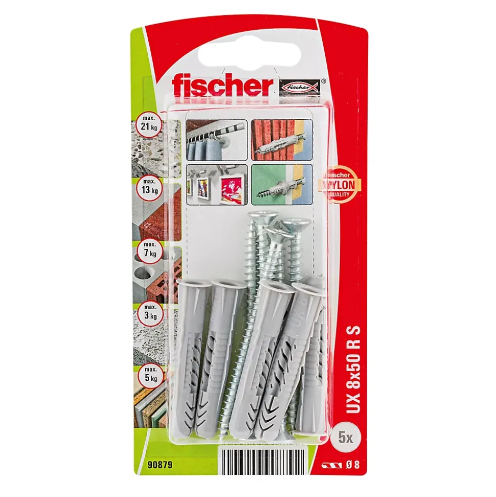 5 chevilles universelles Fischer Ø8x50mm