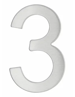 Chiffre 3 adhésif, inox, H.76mm - THIRARD