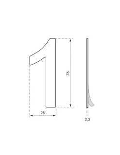 Chiffre 1 adhésif, inox, H.76mm - THIRARD