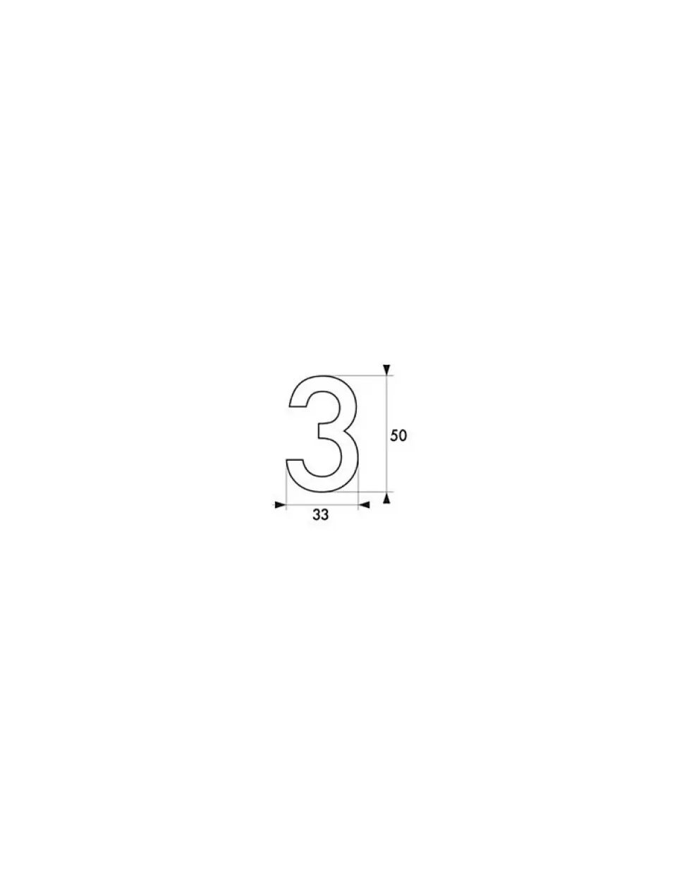 Chiffre 3 doré adhésif, ABS, H.50mm - THIRARD