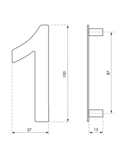Chiffre 1 à visser, inox, H.100mm - THIRARD