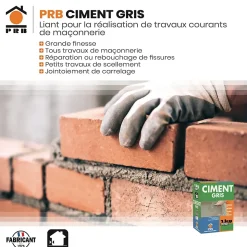 Ciment Gris Polyvalent 1kg - Finesse et Séchage Rapide - Maçonnerie, Réparation, Scellement et Jointoiement Intérieur/Extérieur