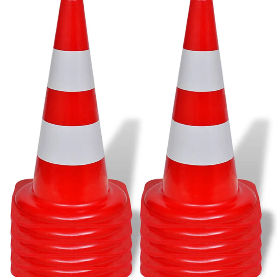 Cône de signalisation réfléchissant 10 pcs 50 cm Rouge et blanc
