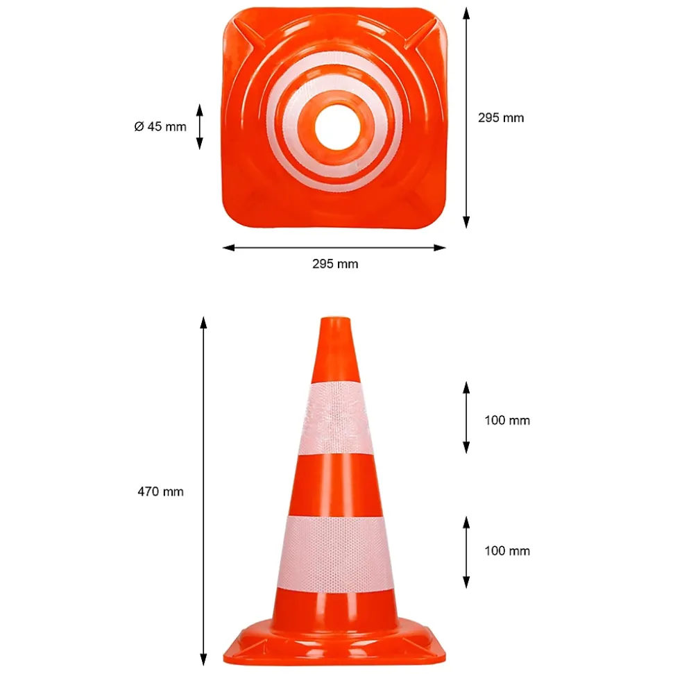 Cône de signalisation routière cône de chantier orange blanc 47 cm 6 pièces