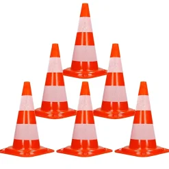 Cône de signalisation routière cône de chantier orange blanc 47 cm 6 pièces