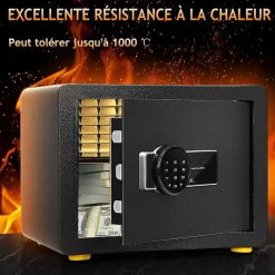 Coffre-fort en Acier,40X30X30 CM,avec Serrure à Code électronique,étagère Amovible,Système d'Alarme et Fonction Anti-indiscrétion