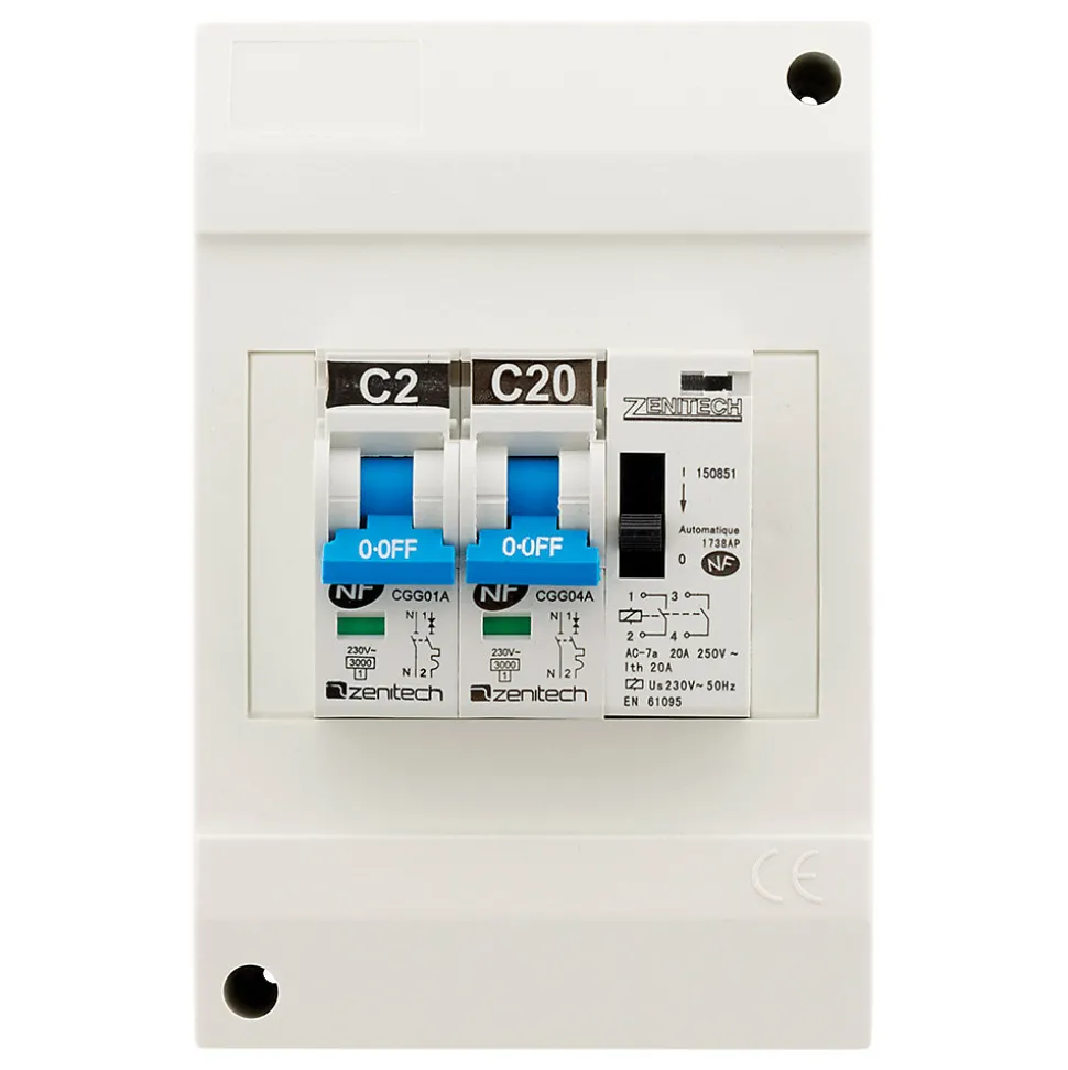 Coffret chauffe-eau 2 disj + contacteur jour/nuit Zenitech