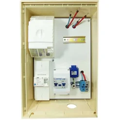Coffret de chantier monophasé 3/6/9 kW - pack complet raccordement souterrain 3m conforme ENEDIS avec 1 prise et bornier IP2X
