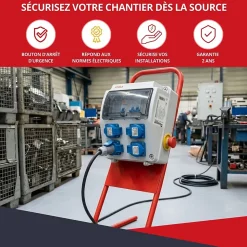 Coffret de Chantier Monophasé 230V ATOLE - 4 Prises NF 2P+T - 16A - 9 Modules - Coffret Électrique sans câble