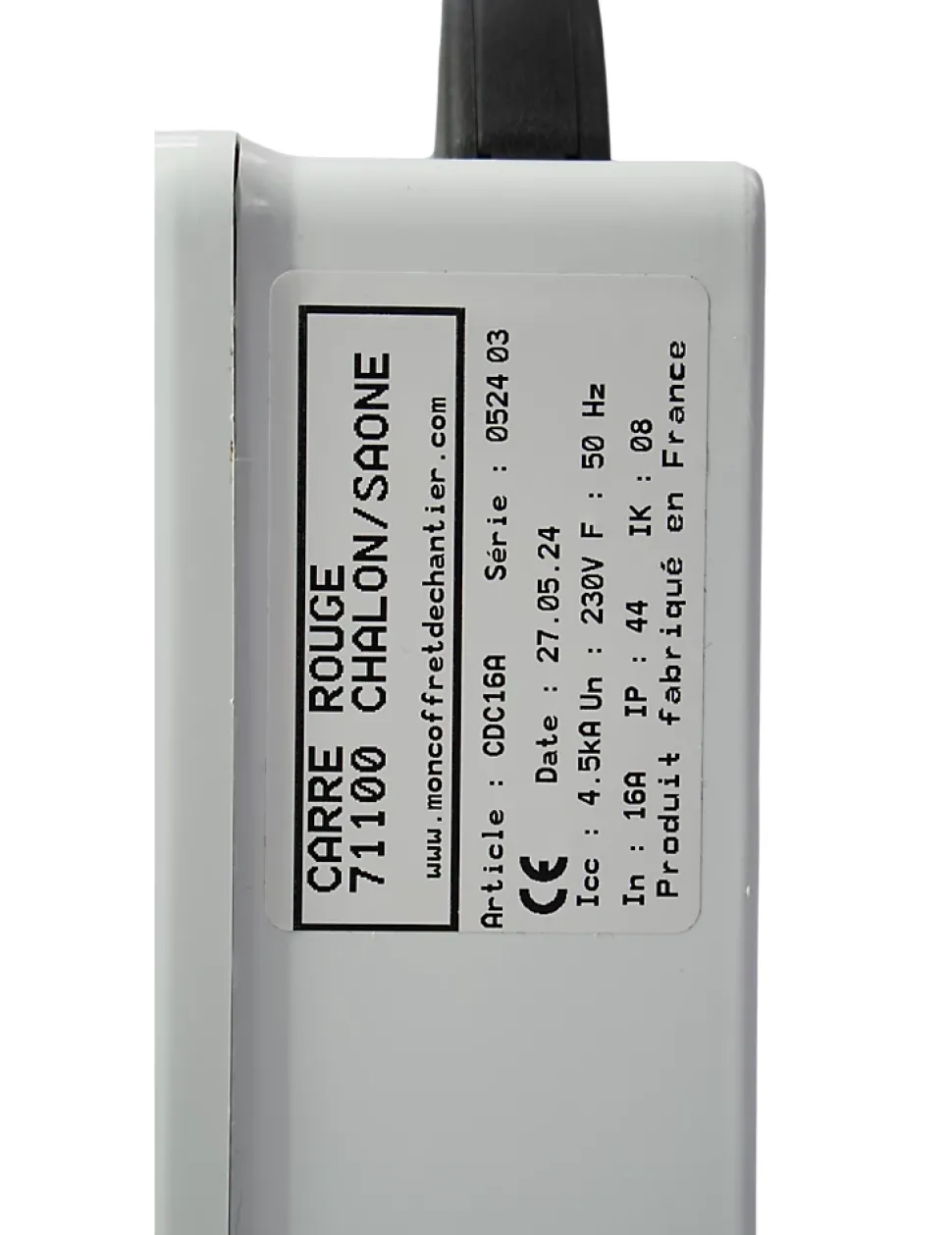 Coffret de chantier monophasé avec arrêt d'urgence
