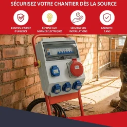 Coffret de Chantier Triphasé 440V ATOLE - 4P+N+T - IP44 IK08 - 32A - Coffret Électrique