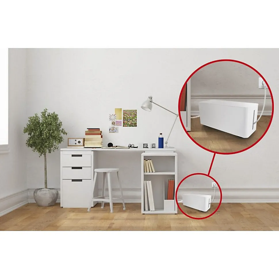 Coffret de rangement câbles et multiprises taille moyenne blanc