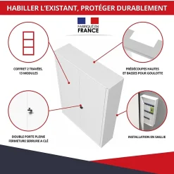 Coffret d'habillage ATOLE en acier avec clé pour tableaux électriques double - H 54 x L 58,5 x P 16 cm - Réf. RCH2T116GSS