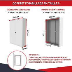 Coffret d'habillage ATOLE en acier avec clé pour tableaux électriques double - H 54 x L 58,5 x P 16 cm - Réf. RCH2T116GSS
