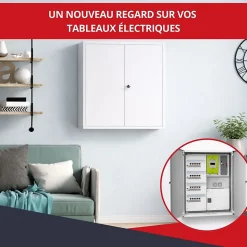 Coffret d'habillage ATOLE en acier avec clé pour tableaux électriques double - H 54 x L 58,5 x P 16 cm - Réf. RCH2T316GSS
