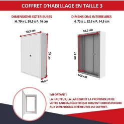 Coffret d'habillage ATOLE en acier avec clé pour tableaux électriques double - H 54 x L 58,5 x P 16 cm - Réf. RCH2T316GSS