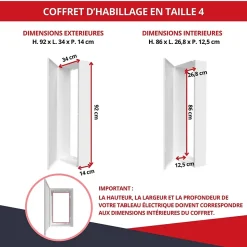 Coffret d'habillage ATOLE 13 modules en acier blanc pour tableaux éléctriques - H 540 x L 340 x P 140 mm - Réf. RCH100