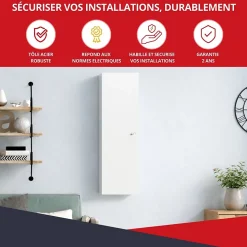 Coffret d'habillage ATOLE 13 modules en acier blanc avec serrure à clef - H 540 x L 340 x P 140 mm - Réf. RCH100GSS