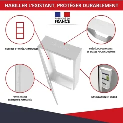 Coffret d'habillage ATOLE 13 modules en acier blanc pour tableaux éléctriques - H 1040 x L 340 x P 140 mm - Réf. RCH500