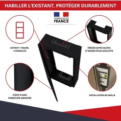Coffret d'habillage ATOLE 13 modules en acier noir pour tableaux électriques - H 540 x L 340 x P 140 mm - Réf. RCH100NR