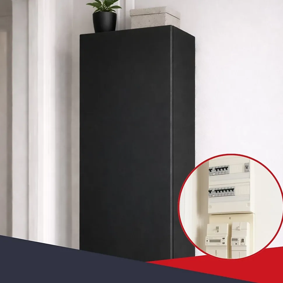 Coffret d'habillage ATOLE 13 modules en acier noir pour tableaux électriques - H 540 x L 340 x P 140 mm - Réf. RCH100NR