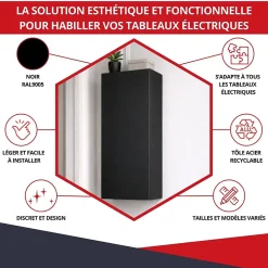Coffret d'habillage ATOLE 13 modules en acier noir pour tableaux électriques - H 540 x L 340 x P 140 mm - Réf. RCH100NR