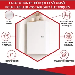 Coffret d'habillage ATOLE 13 modules en acier blanc avec serrure à clef - H 1040 x L 340 x P 140 mm - Réf. RCH500GSS
