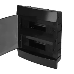 Coffret électrique encastré 24 modules Tableau électrique nu noir fumé, 286 x 340,5 x 112,5 mm, HOROZ