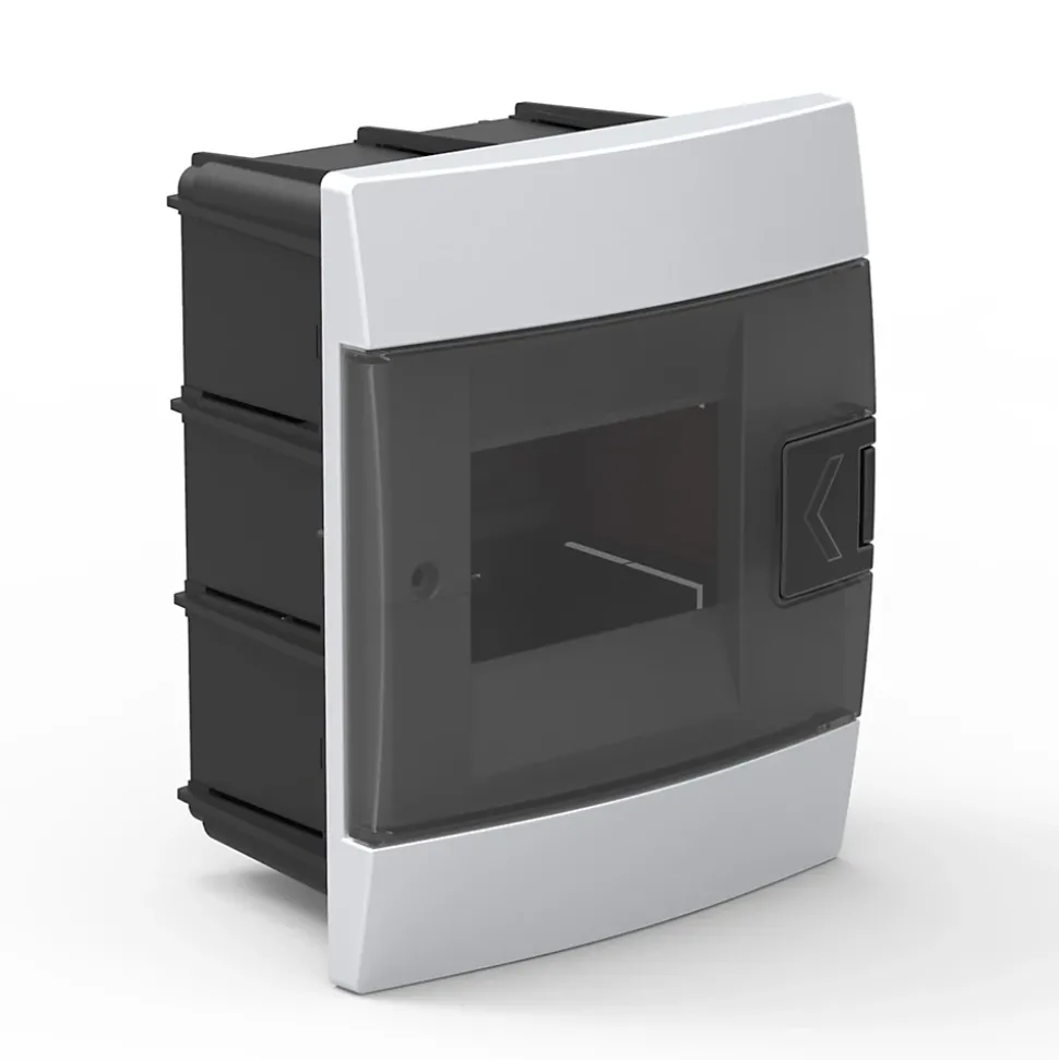 Coffret électrique encastré 4 modules Tableau électrique nu blanc fumé, 140 x 173 x 104 mm, HOROZ