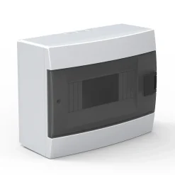 Coffret électrique en saillie 8 modules Tableau électrique nu blanc fumé, 215,5 x 173,5 x 104,5 mm, HOROZ