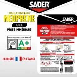 Colle contact néoprène en gel Sader tous matériaux seau de 2.5 litres