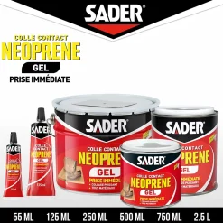 Colle contact néoprène en gel Sader tous matériaux tube de 125 ml