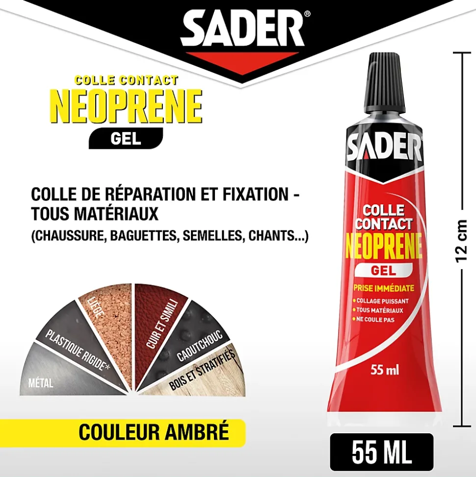 Colle contact néoprène Sader gel 55 ml