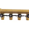 Collecteur laiton avec mini-vannes intégrées 4 départs M15/21 - Entrée F20/27 - Sortie M20/27 Somatherm for you