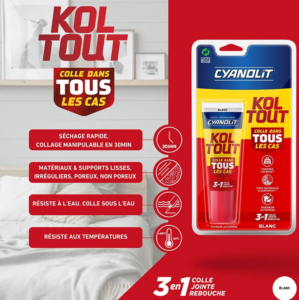 Colle Cyanolit Koltout blanc express 50 ml