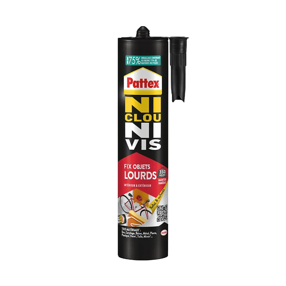 Colle de fixation Pattex Ni clou ni vis tous matériaux blanc 460g