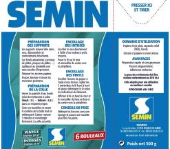 Colle en Poudre pour Papiers Peints Vinyls et Intissés Semin, Boite de 300 g