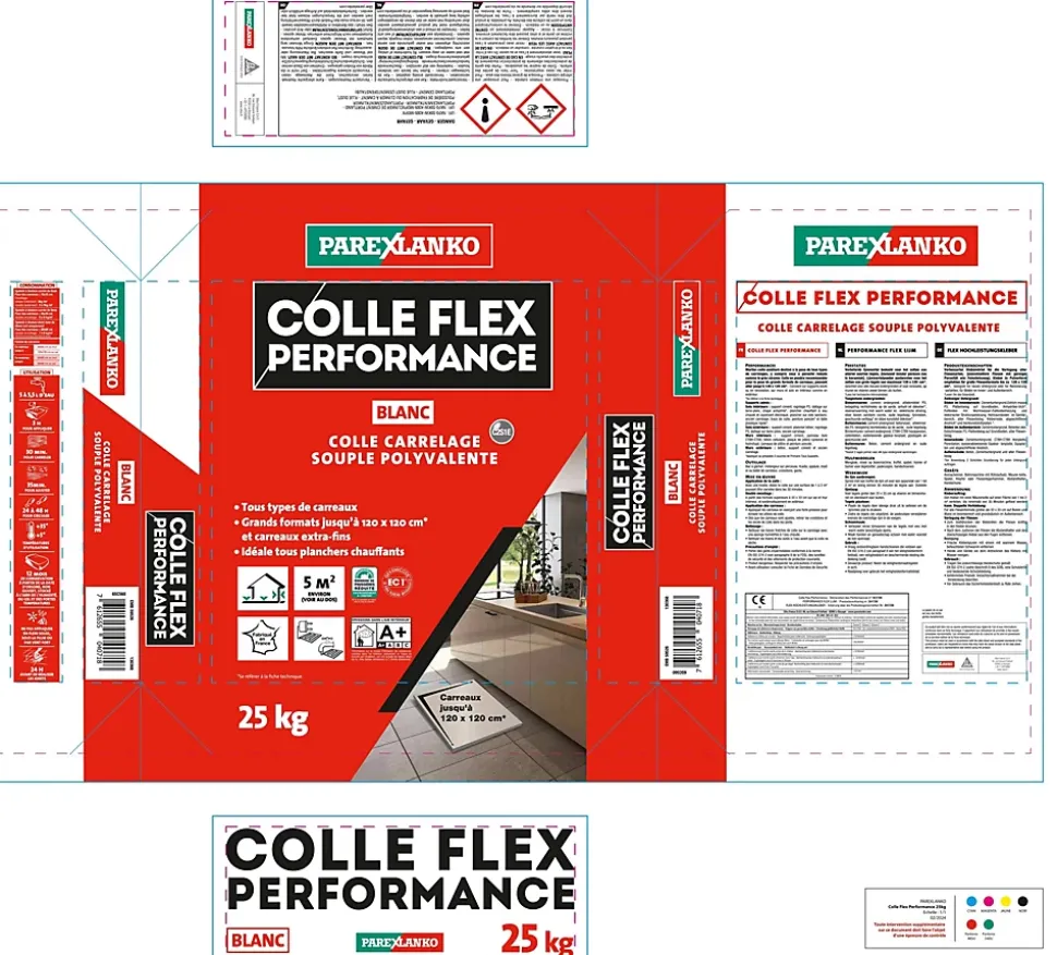 Colle Flex performance Blanc tous type de carreaux 25Kg Parexlanko