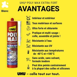 Colle mastic extra forte express UHU blanc 425g