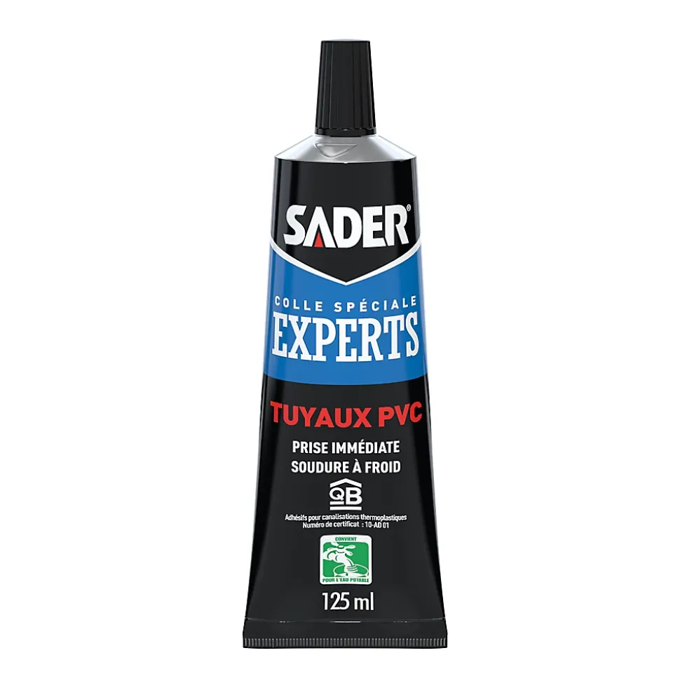 Colle Sader pour Raccords et Tuyaux en PVC 250 ml avec pinceau applicateur