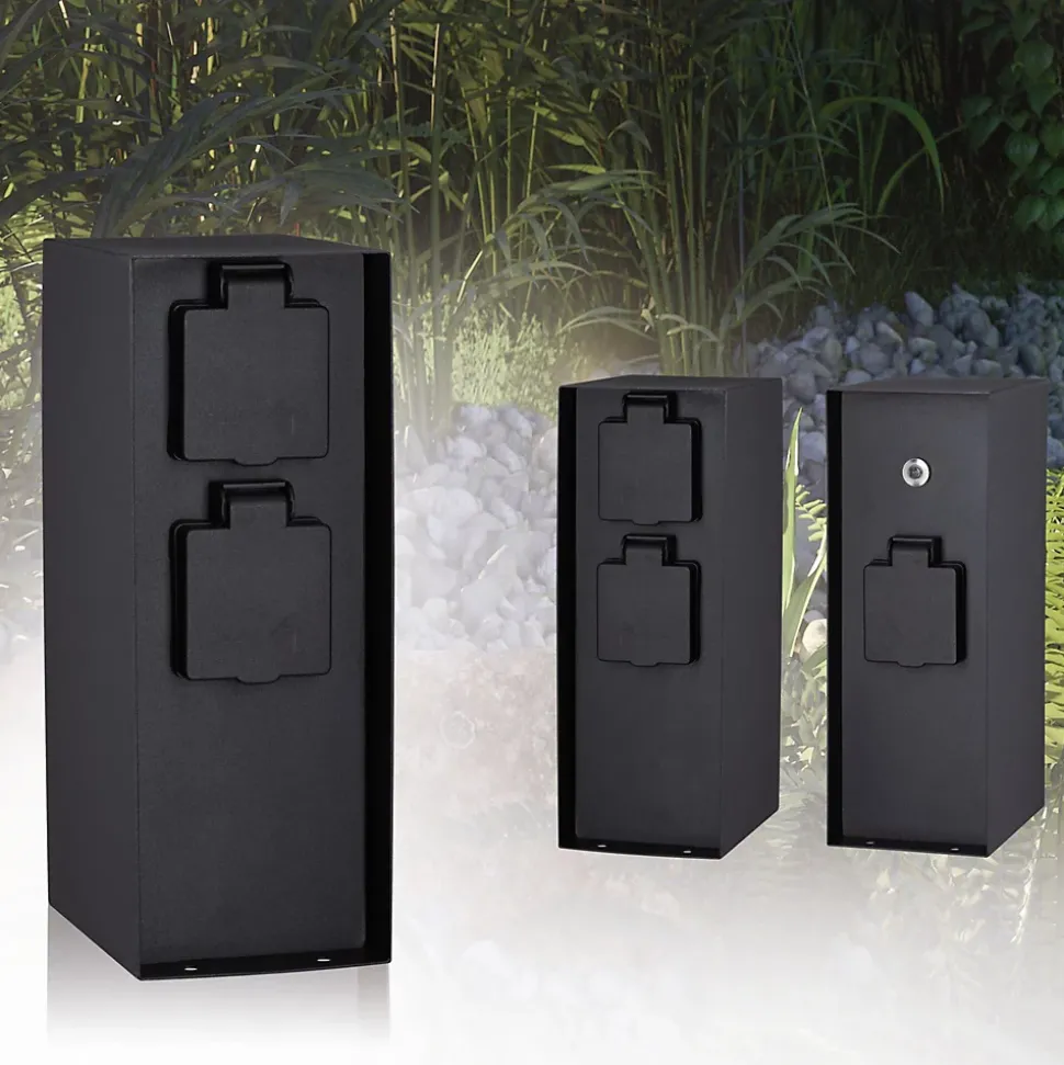 Colonne de prises Rio Interrupteur crépusculaire IP44 Anthracite
