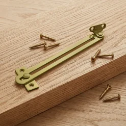 2 Compas coulisseaux à glissière droite/gauche acier laiton L.140 mm x l.16 mm