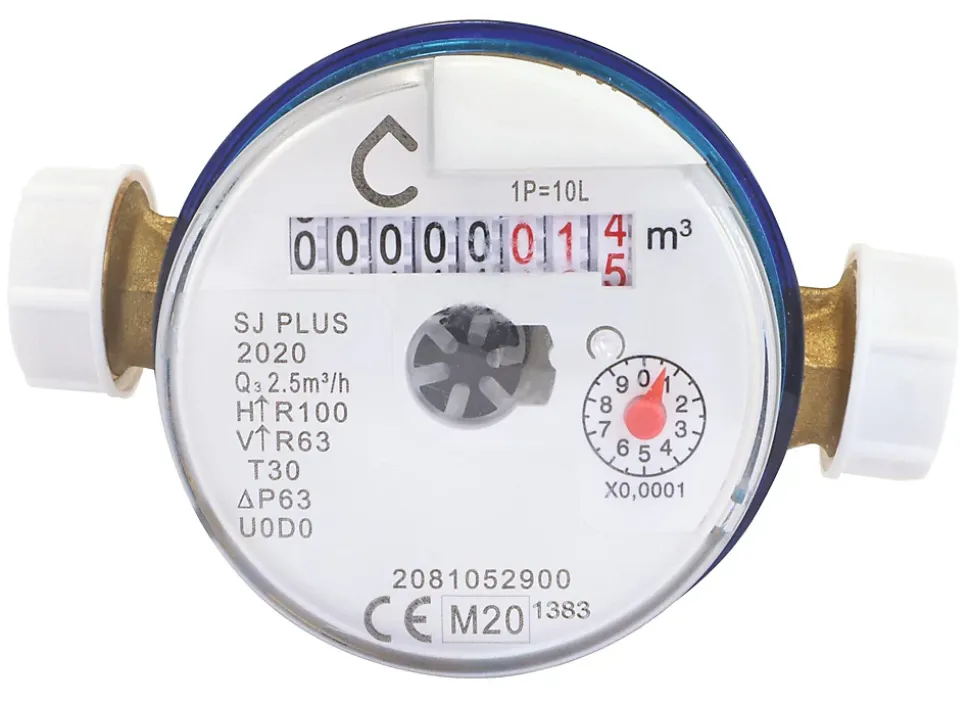 Compteur d'eau jet unique eau froide calibre 15 mâle/ mâle 20/27 laiton Somatherm for you