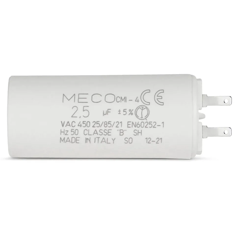 Condensateur ALLOTECH MECO 2,5 µF universel (CMI4 254) fond plat et cosses pour moteur de store et électroménager