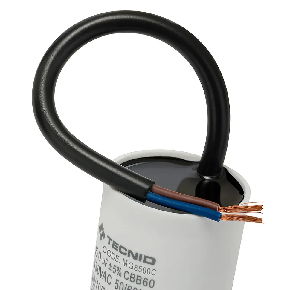 Condensateur de démarrage pour moteurs électriques, 450V, capacité : 50 microfarad, avec câble de 15cm