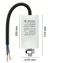 Condensateur de démarrage pour moteurs électriques, 450V, capacité : 40 microfarad, avec câble de 15cm
