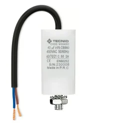 Condensateur de démarrage pour moteurs électriques, 450V, capacité : 40 microfarad, avec câble de 15cm