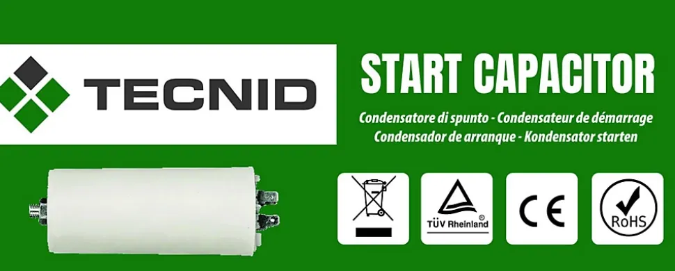 Condensateur de démarrage pour moteurs électriques, 450V, capacité : 30 microfarad, 4 broches / M8