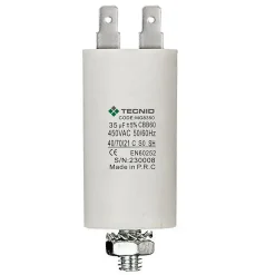 Condensateur de démarrage pour moteurs électriques, 450V, capacité : 35 microfarad, 4 broches / M8