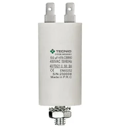 Condensateur de démarrage pour moteurs électriques, 450V, capacité : 50 microfarad, 4 broches / M8